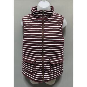 Honey Punch Quilted Linen Blend Red White Stripe Zip Front Lined Vest Medium